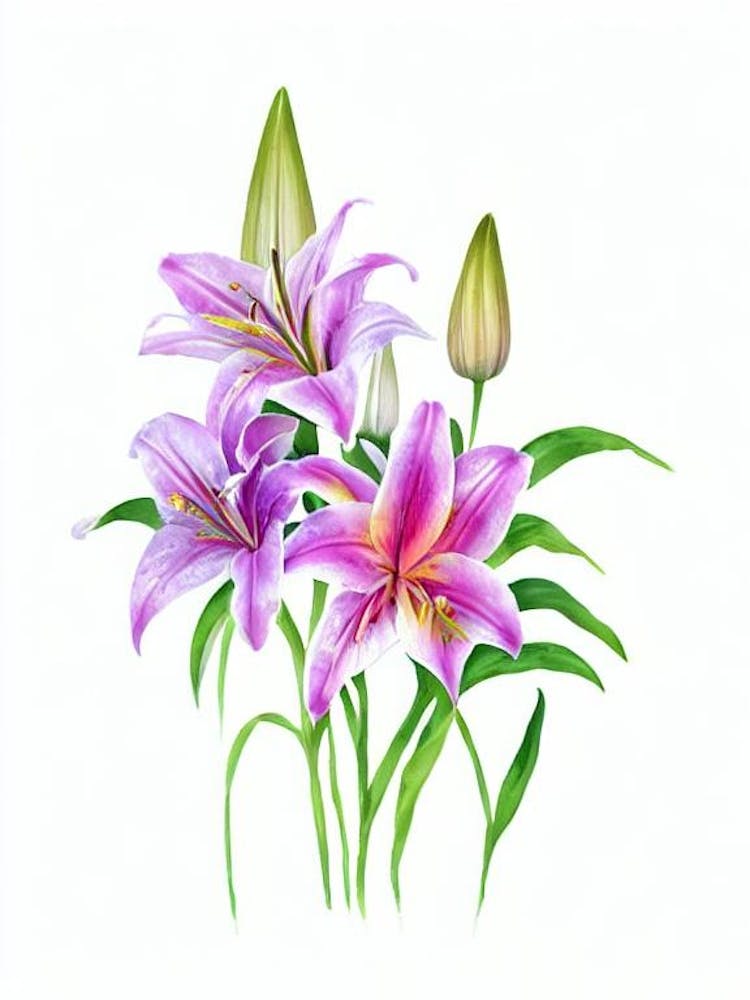 Lilies 2 Watercolour Flower