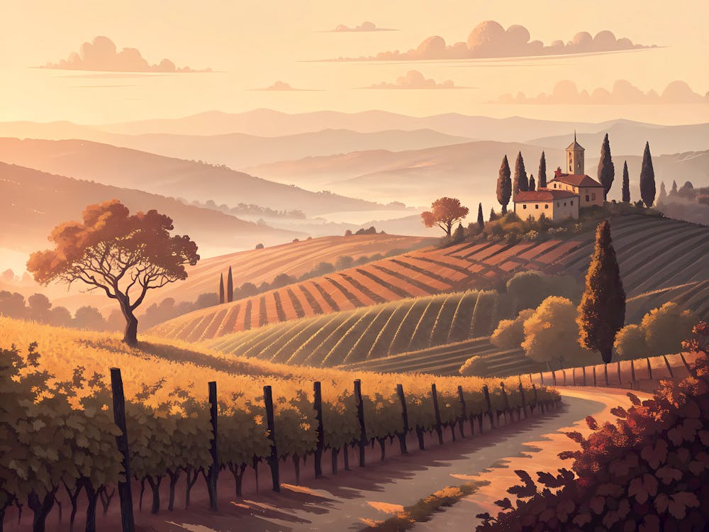 Retro Vintage Style A Minimalist View Of A Europea