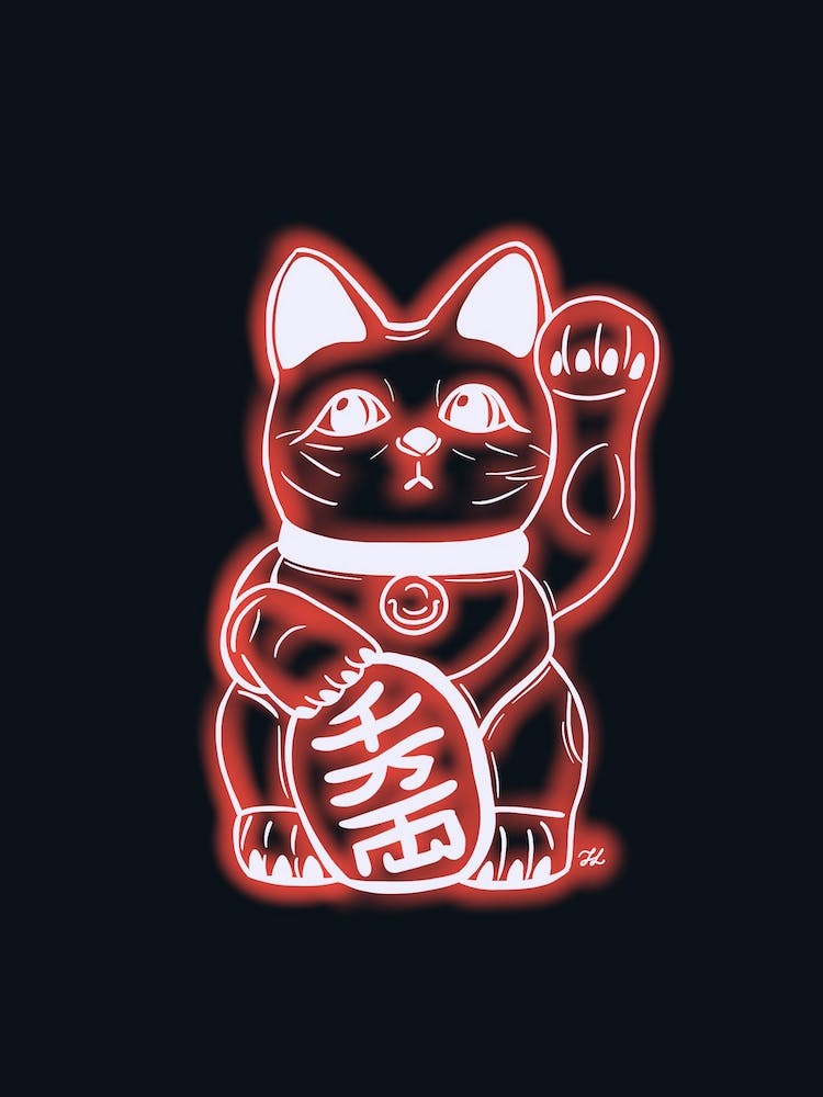 Lantern Red Neon Cat