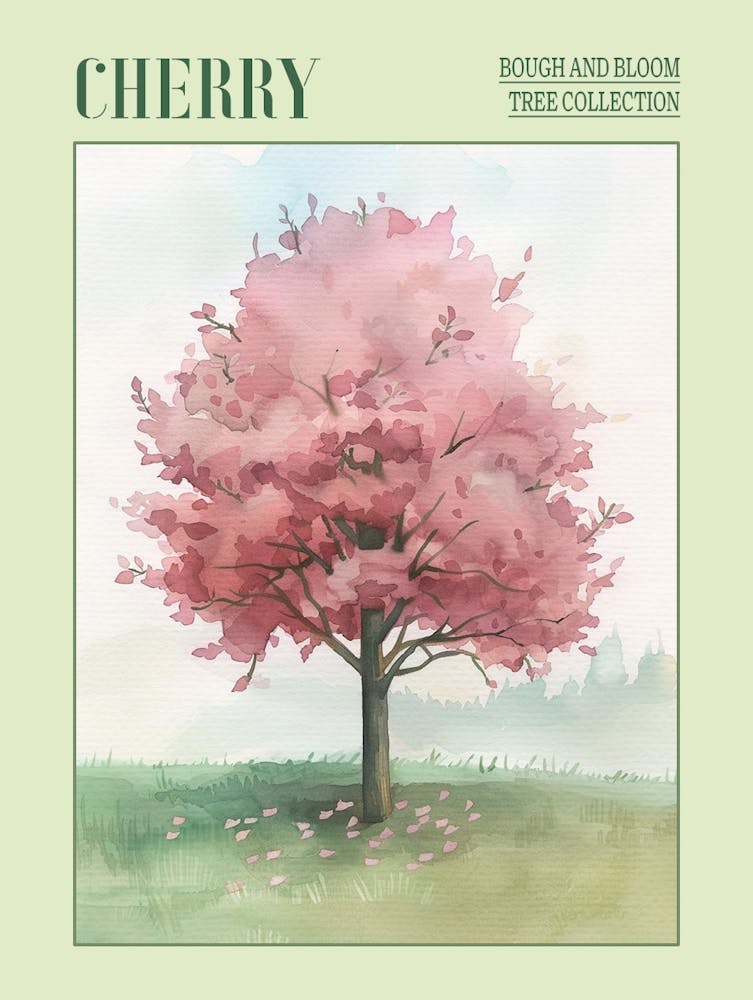 Cherry Tree Atmospheric Watercolour Painting 3 Poster