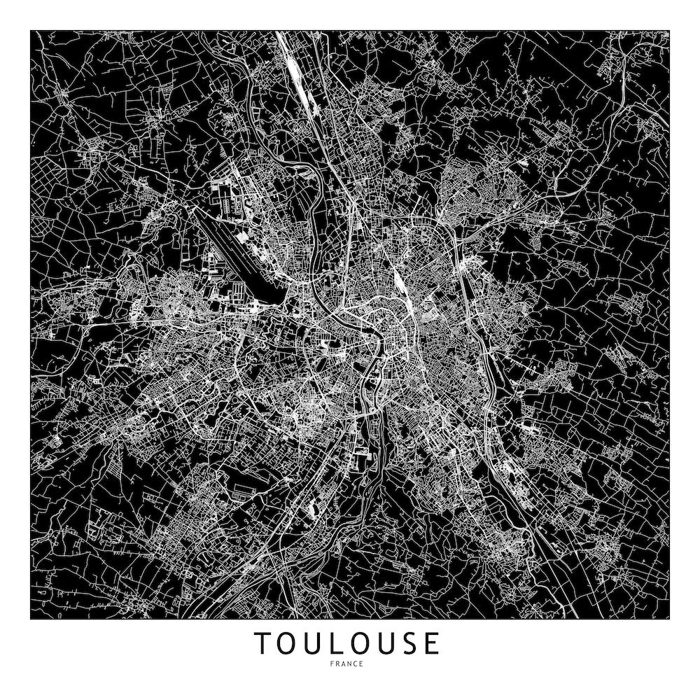 Toulouse Black And White Map Square