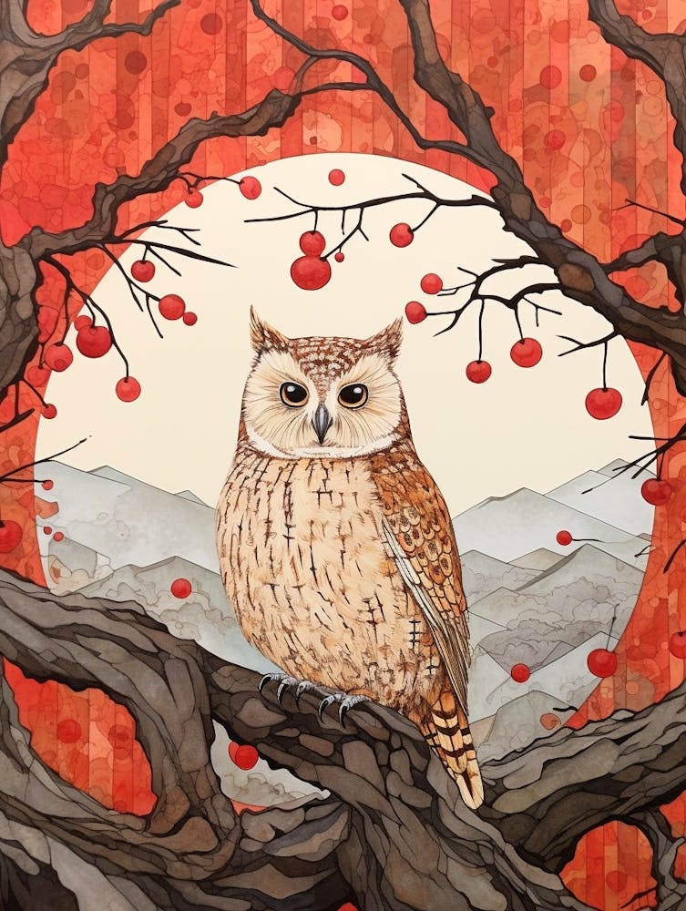 Bird Illustration Eastern Screech Owl 4