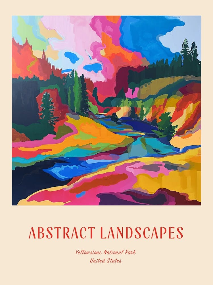 Farbenfrohes Abstrakt Yellowstone National Park 2 Poster