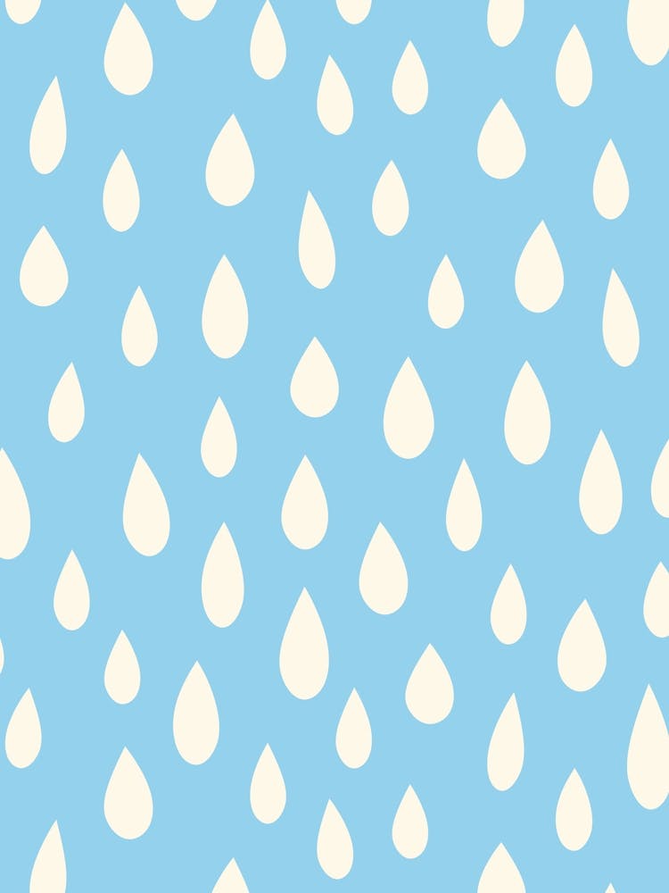 Little Falling Rain Drops White on Blue