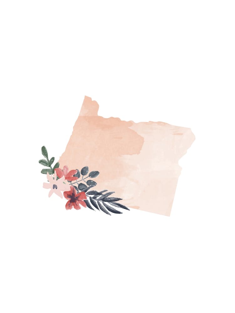 Oregon Watercolor Floral State