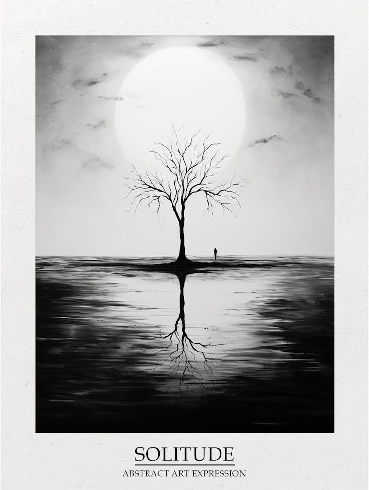 Solitiude Abstract Black And White 4 Poster