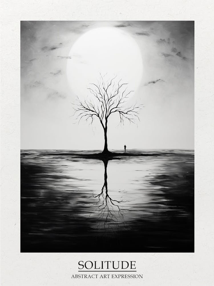 Solitiude Abstract Black And White 4 Poster