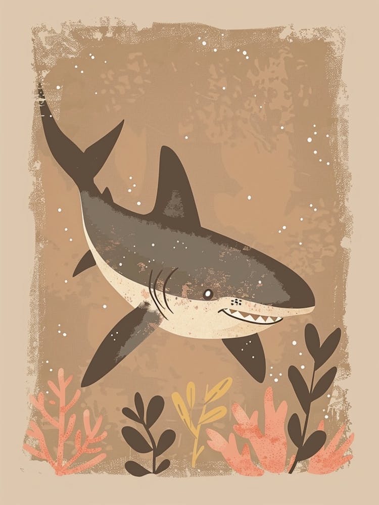 Cute Muted Pastels Shark & Coral 1