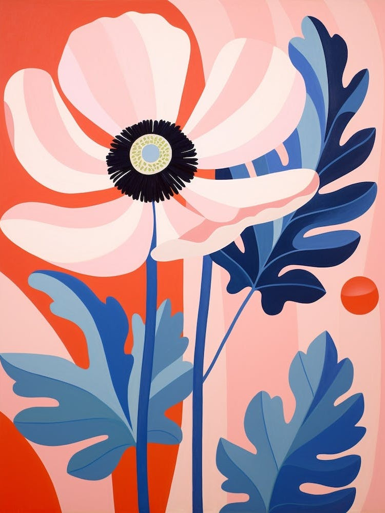 Anemone 4 Hilma Af Klint Inspired Pastel Flower Painting