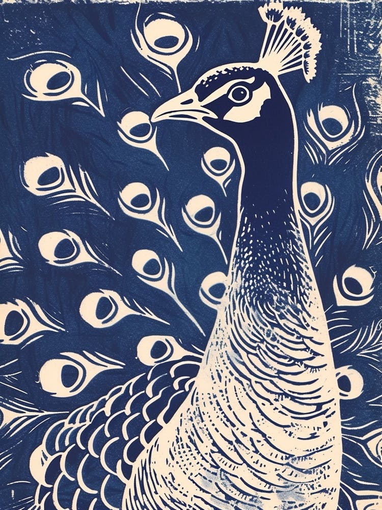 Peacock Feather Pattern Linocut Inspired