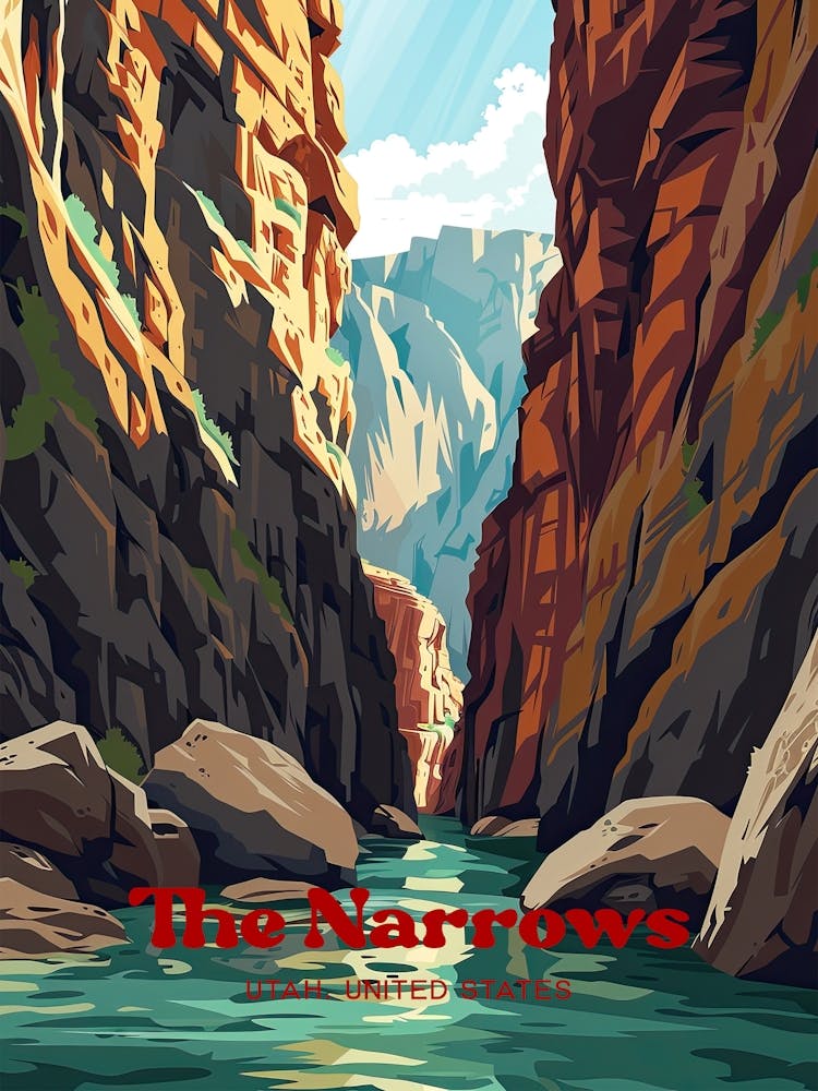 The Narrows Utah Digital Travel Art