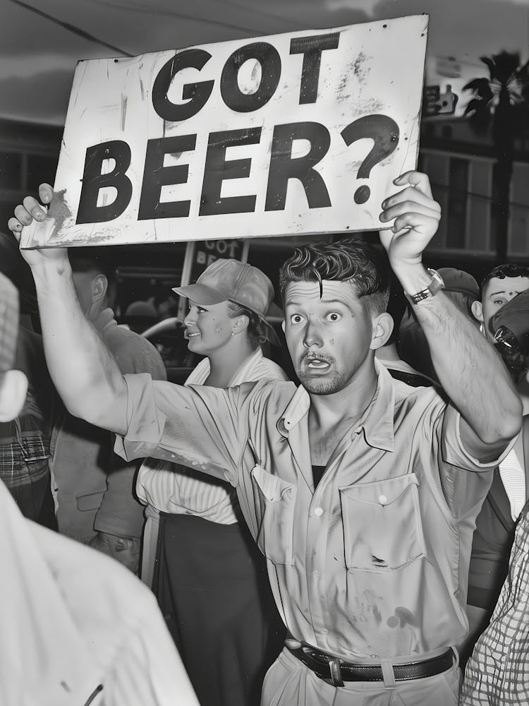 Got Beer Wall Art, Black And White Print, Alcohol Speakeasy Poster, Prohibition, Vintage Protest, Man Cave Brewery Decor, Retro Wall Decor