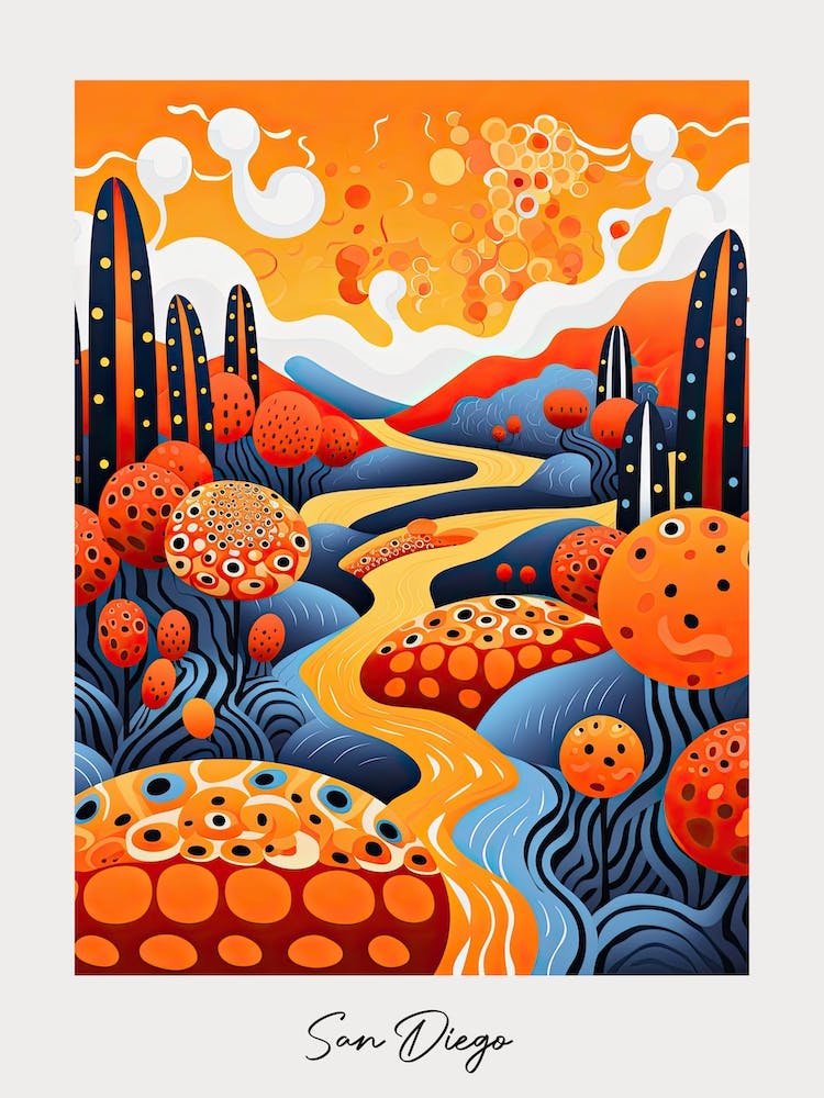 Poster Of San Diego, Illustration In The Style Of Pop Art 4
