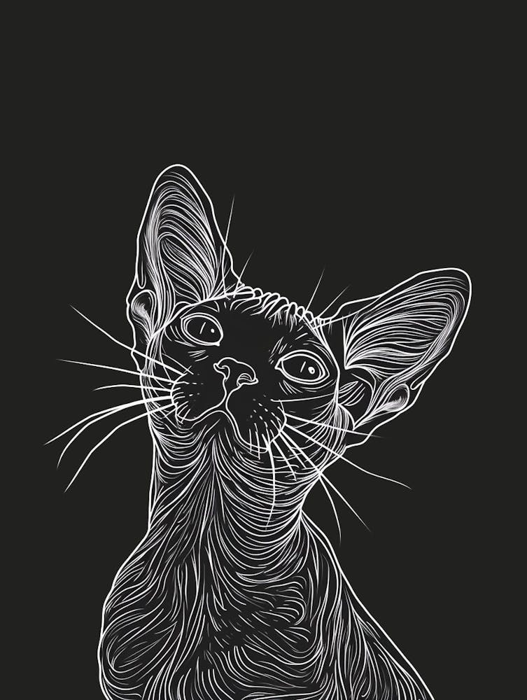 Chat Cornish Rex Illustration Minimaliste 1