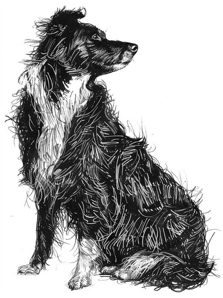 Border Collie Dog Line Sketch 3