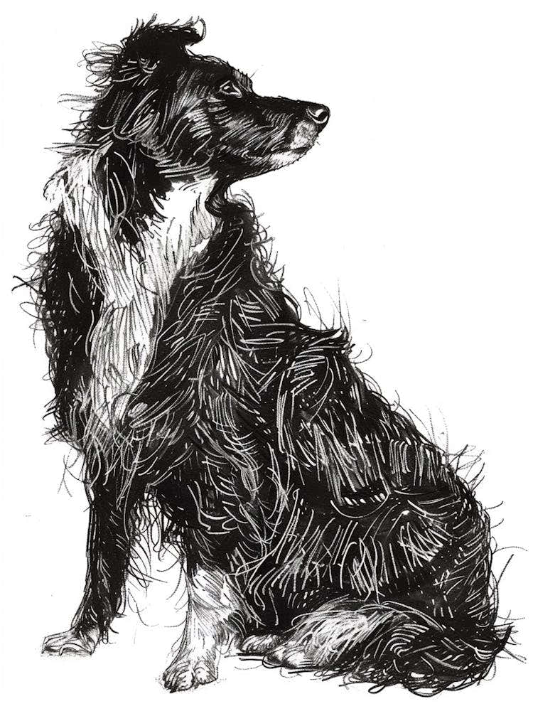 Border Collie Dog Line Sketch 3