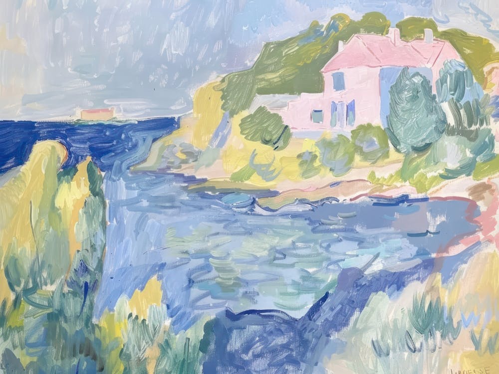 Coastal Calypso Painting Inspired By Paul Cezanne