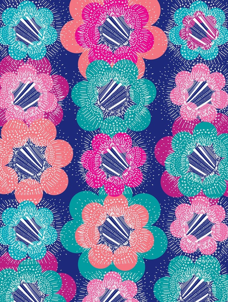 Abstract Burst Blue & Pink