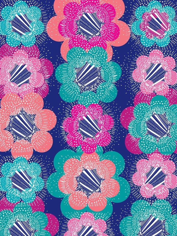 Abstract Burst Blue & Pink