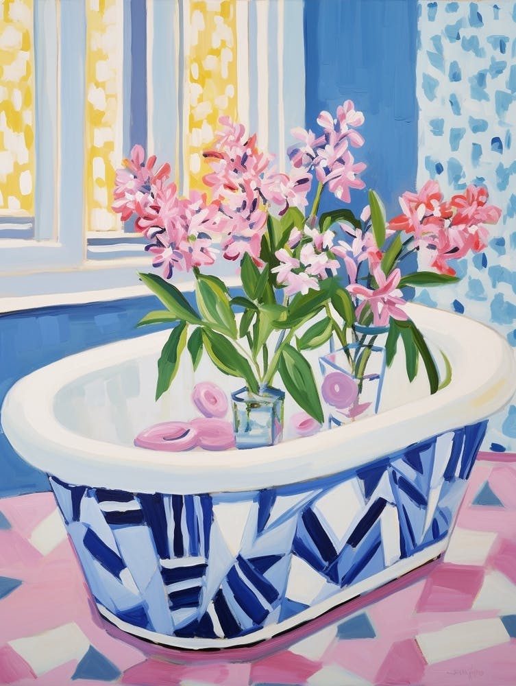 A Bathtube Full Of Freesia In A Bathroom 3