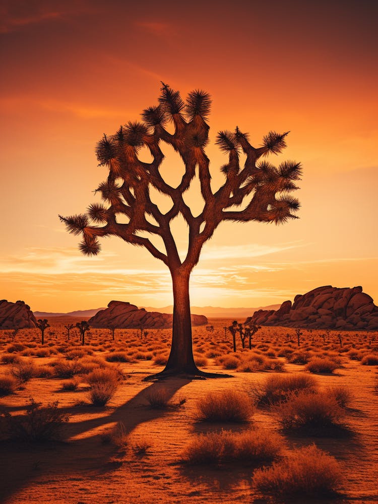 Joshua Tree At Sunrise In South Western Style  (1)