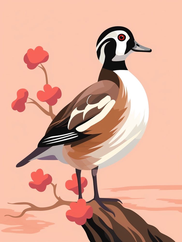 Minimalist Wood Duck 1 Illustration