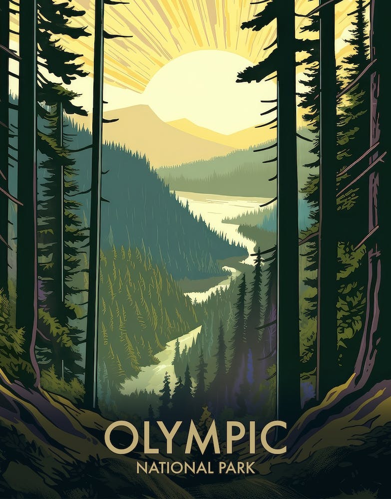 Olympic National Park Vintage Travel Poster 12