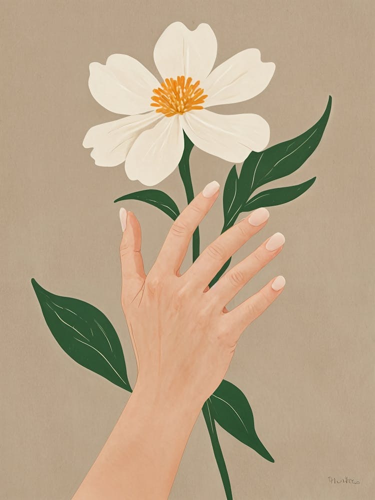 Hand And White Flower