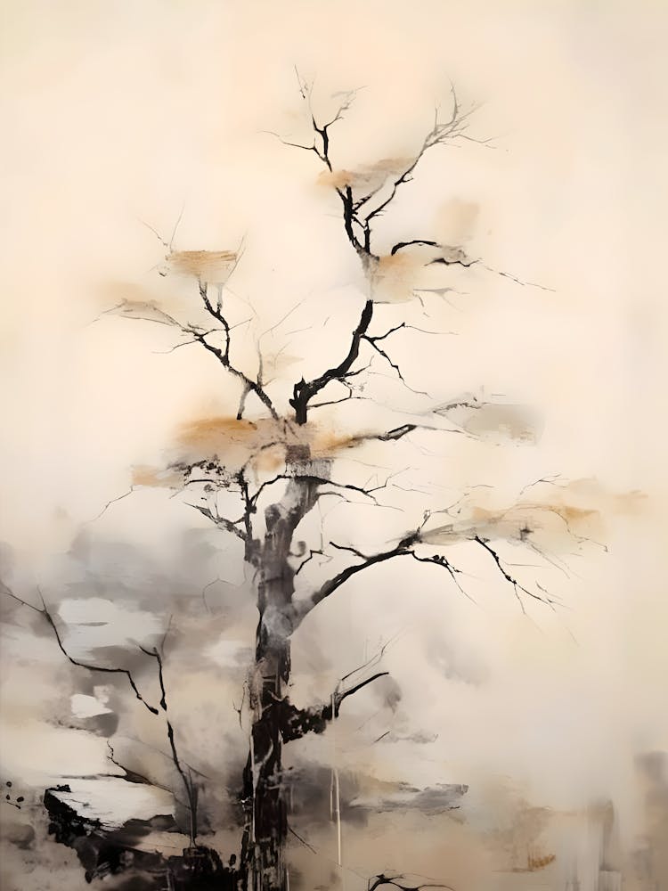 Japan, Tree Minimal Japandi Illustration Poster