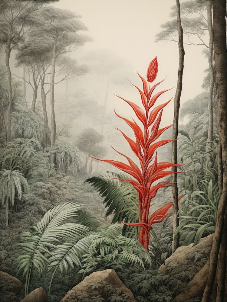 Vintage Jungle Botanical Illustration Heliconia 3