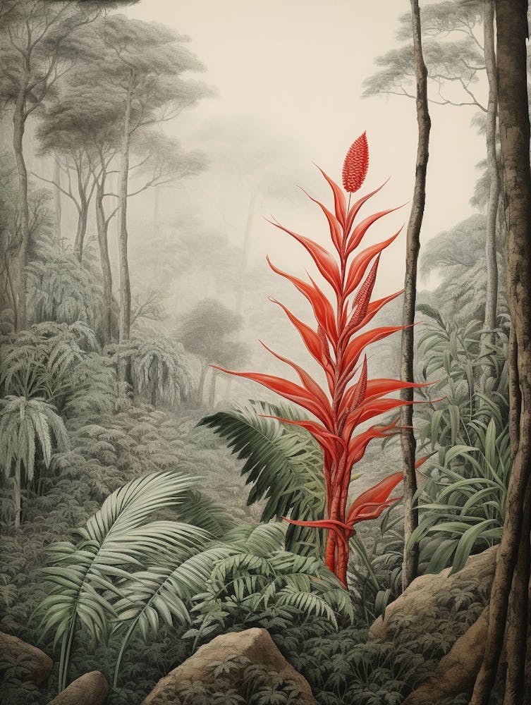 Vintage Jungle Botanical Illustration Heliconia 3