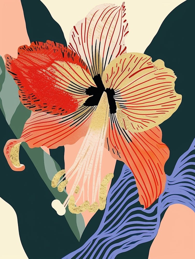 Farbenfrohe Blumenillustration Amaryllis 4