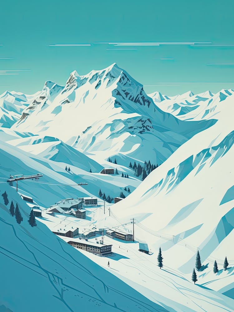 Lech Zurs Am Arlberg   Austria, Ski Resort Illustration 1 Simple Style