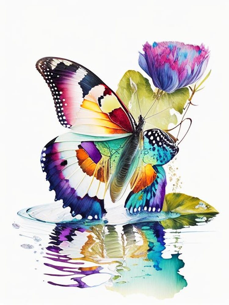 Butterfly On Lake Decoupage 4