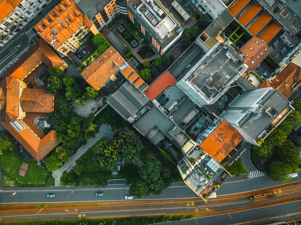 Milan, Italy. Roofs of the city aerial view. Milan City Print