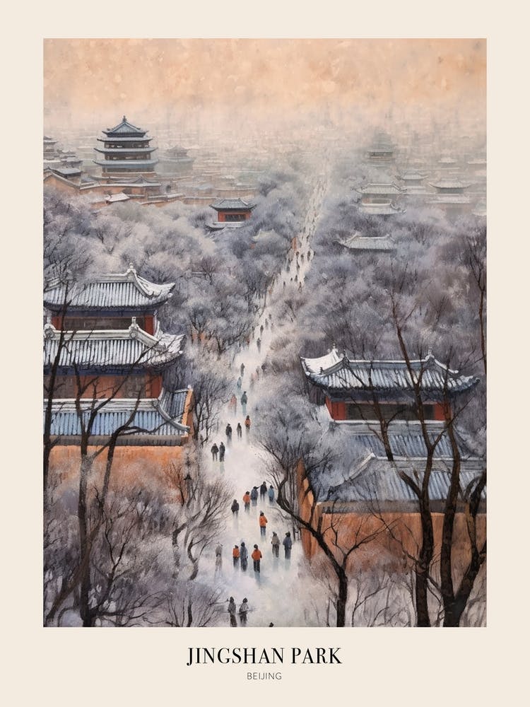 Winter City Park Poster Jingshan Park Beijing China 1