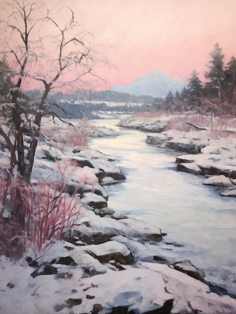 Dreamy Winter Painting Acadia National Park United States 1