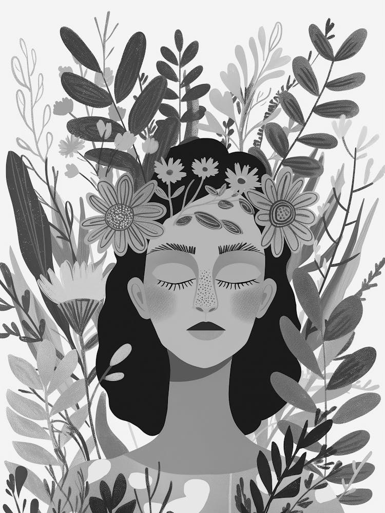 Girl With Flowers In Her Hair