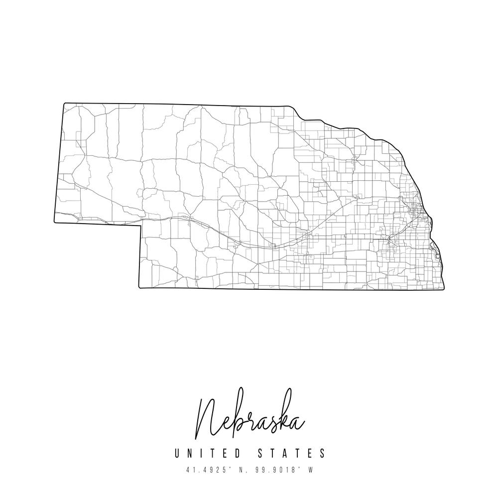 Nebraska Minimal Street Map Square