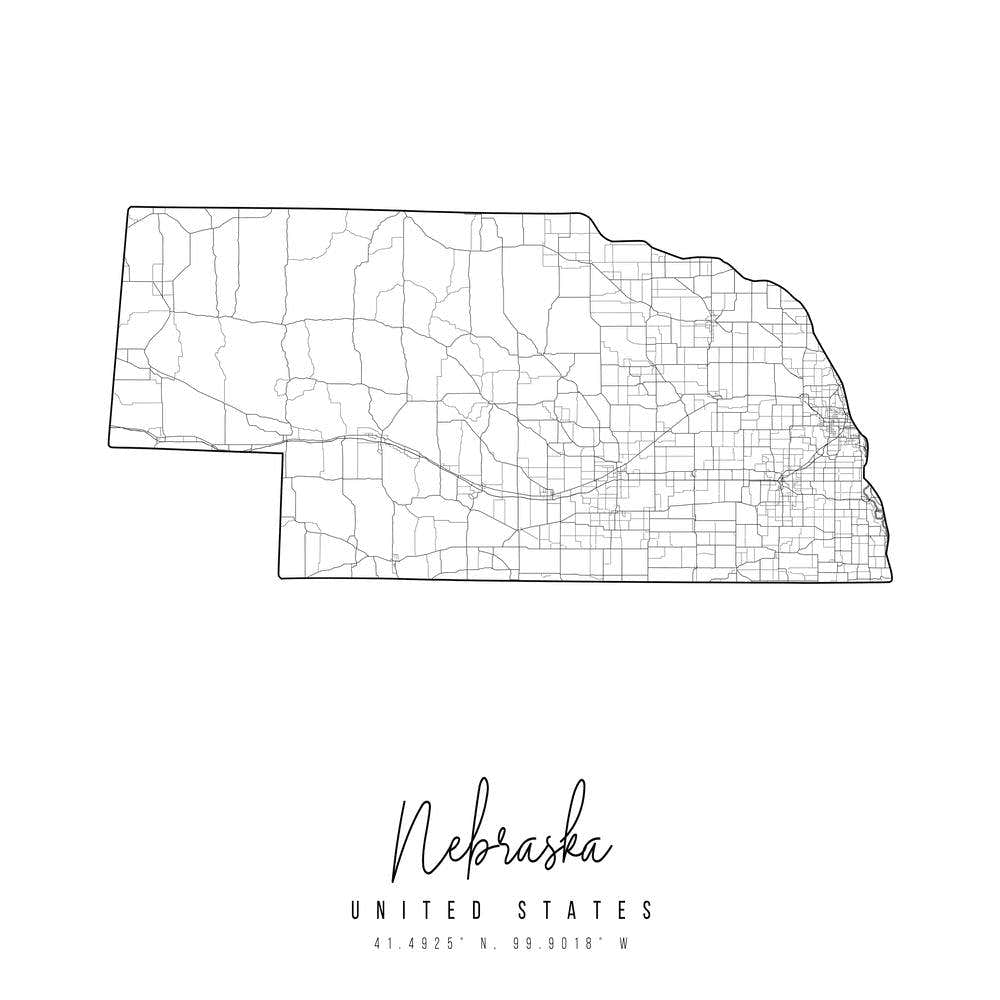 Nebraska Minimal Street Map Square