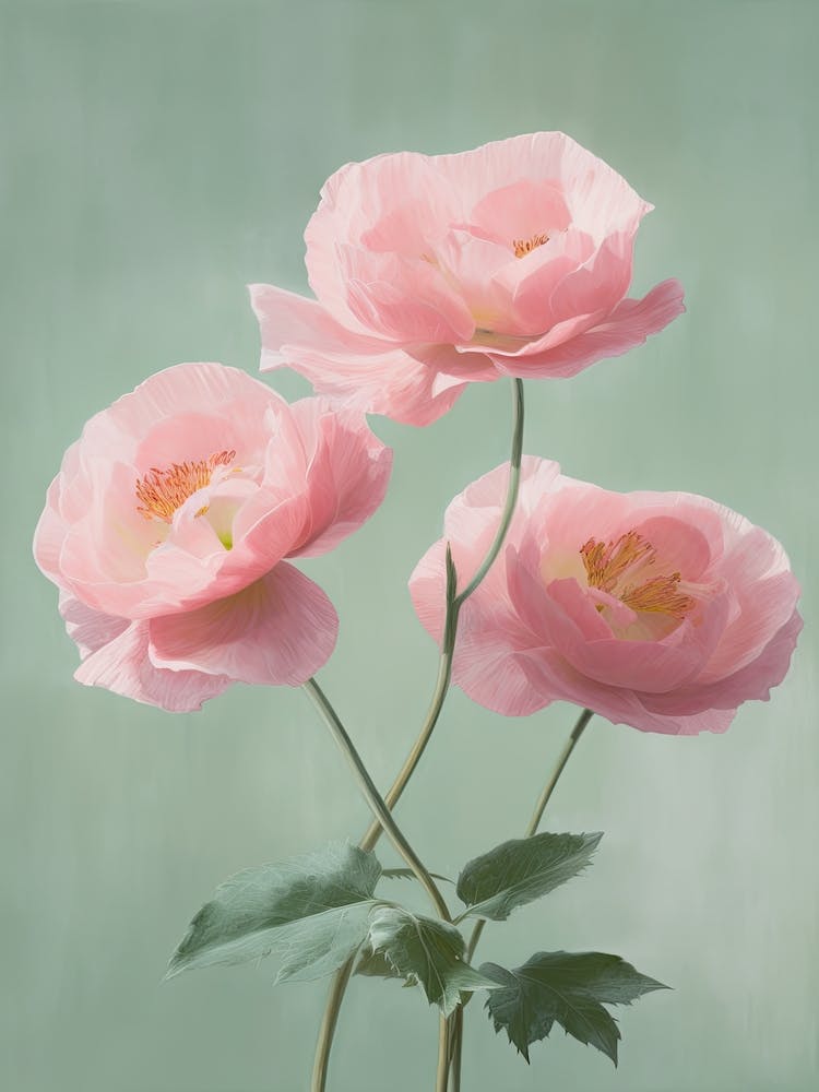 Pink Roses Flowers Acrylic Painting In Pastel Colours 9