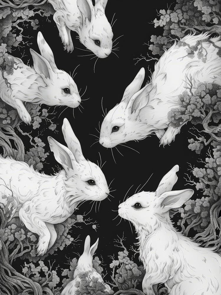 Rabbits In The Forest
