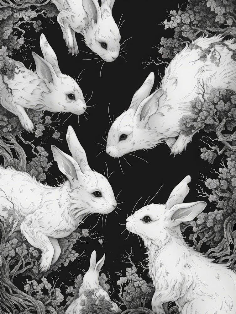 Rabbits In The Forest