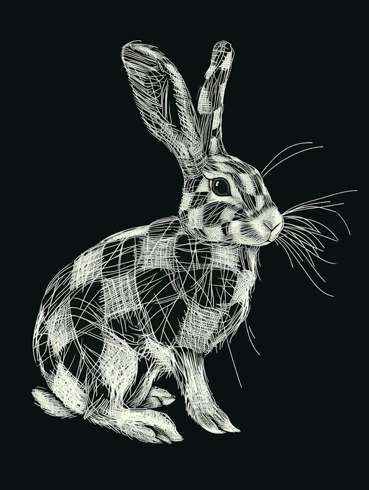 Checkered Giant Rabbit Minimalist Illustration 4