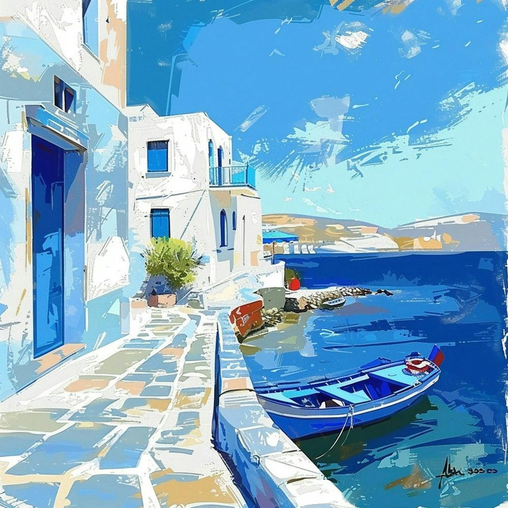 Blue House By The Sea Greece