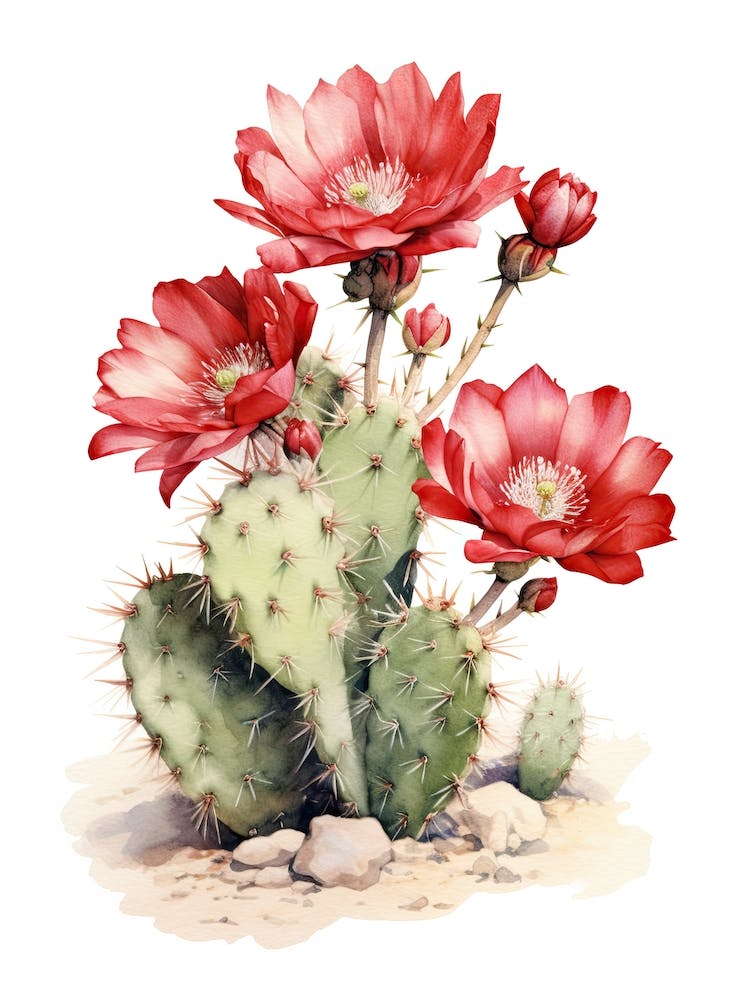 Echinocereus Kaktus Aquarellzeichnung 2