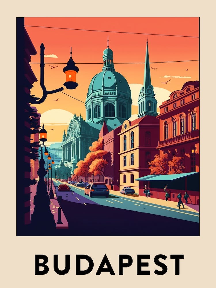 Budapest 3 Vintage Travel Poster