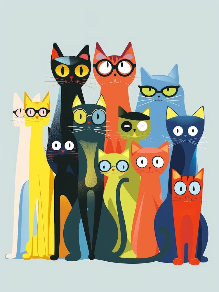 Group Of Cats With Glasses 3