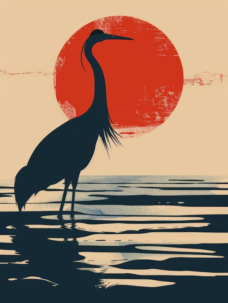 Reiher Beim Sonnenuntergang 2