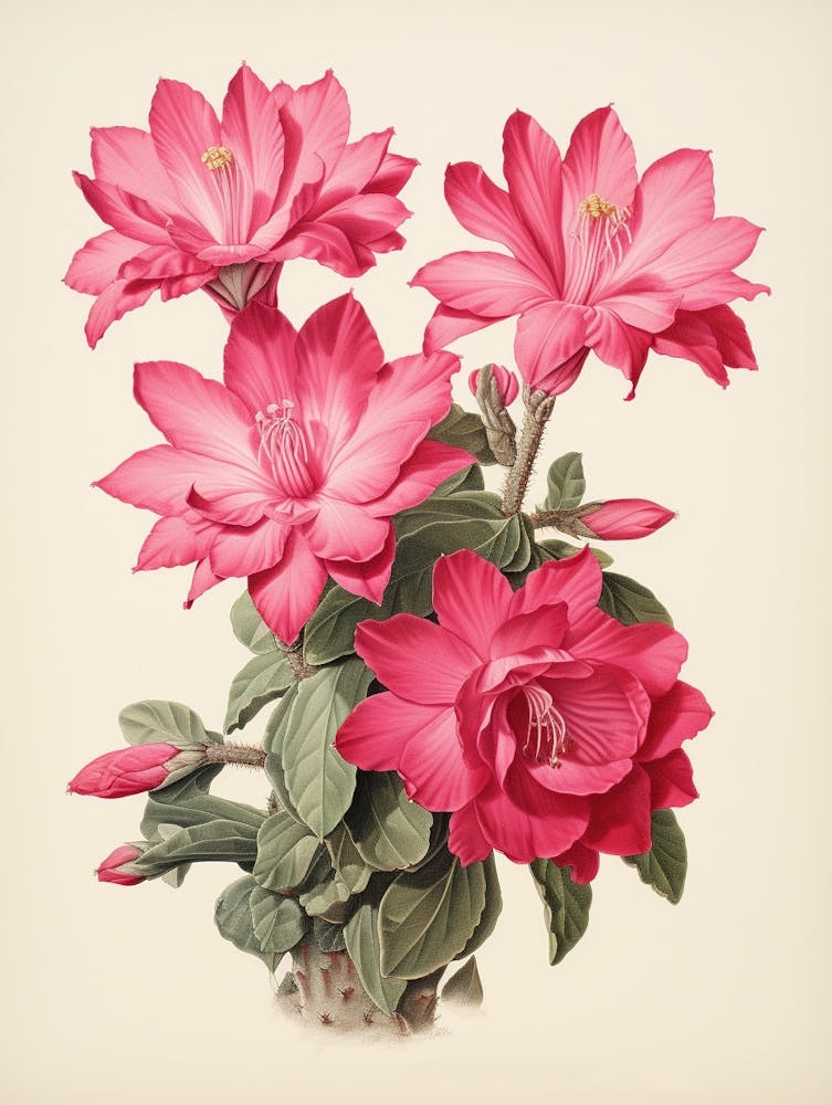 Vintage Cactus Illustration Easter Cactus 1